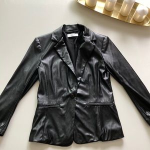 Faux leather blazer